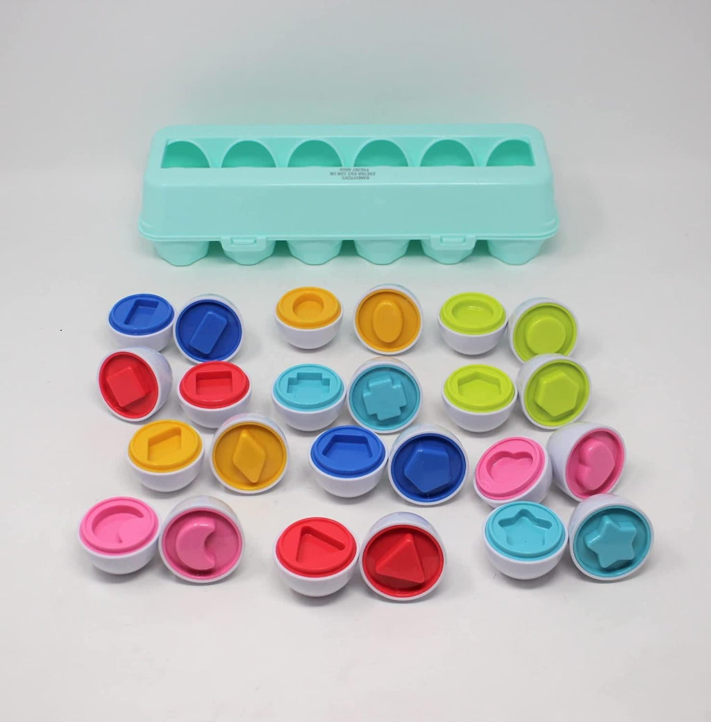 12 Shape Sorter Matching Egg Set Early Development Sensory Toy