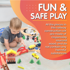 Railway City Set 100-Piece Wooden Train & Building Block Kit for Kids 3+