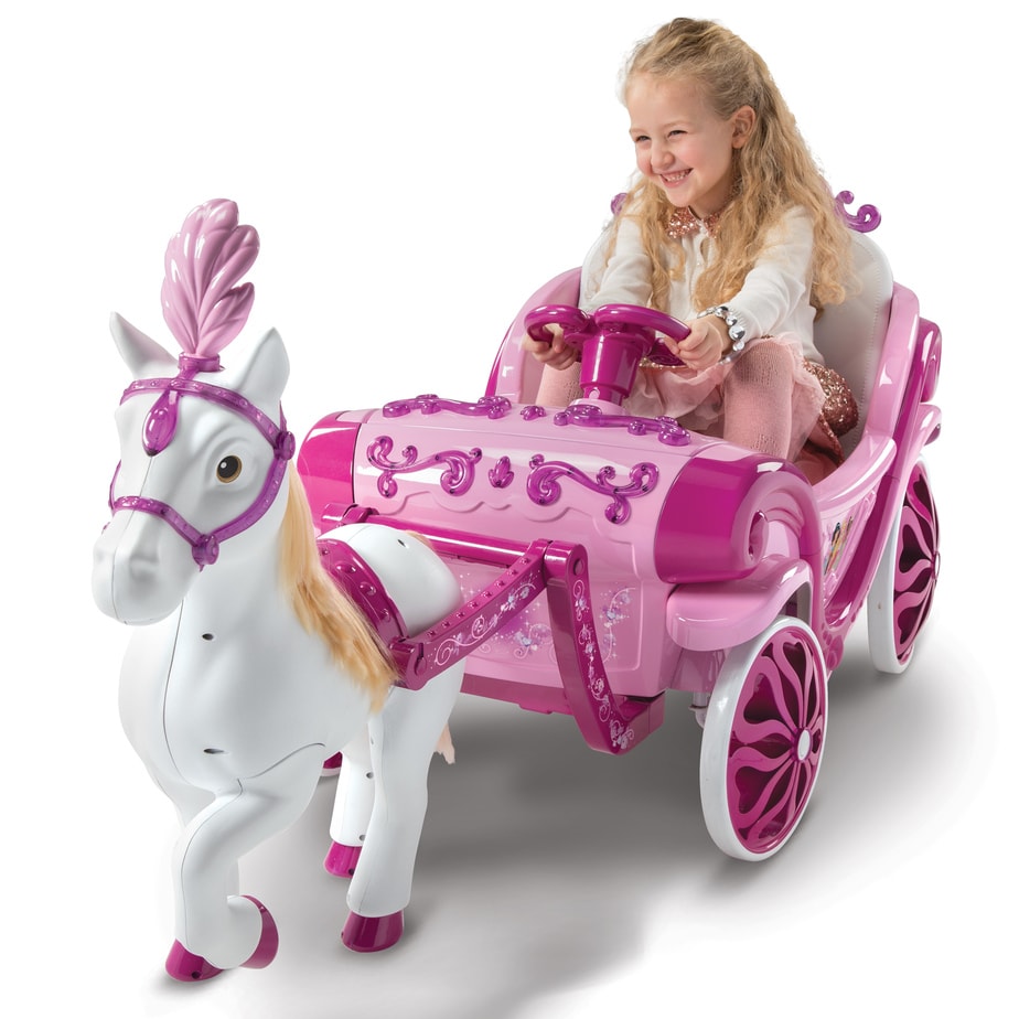 Kids Disney Princess 6v Electric Ride-on Horse & Carriage