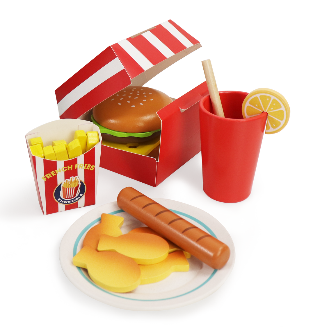 40-Piece Wooden Play Food Set Snack Shop with Drink Dispenser Ages 3+