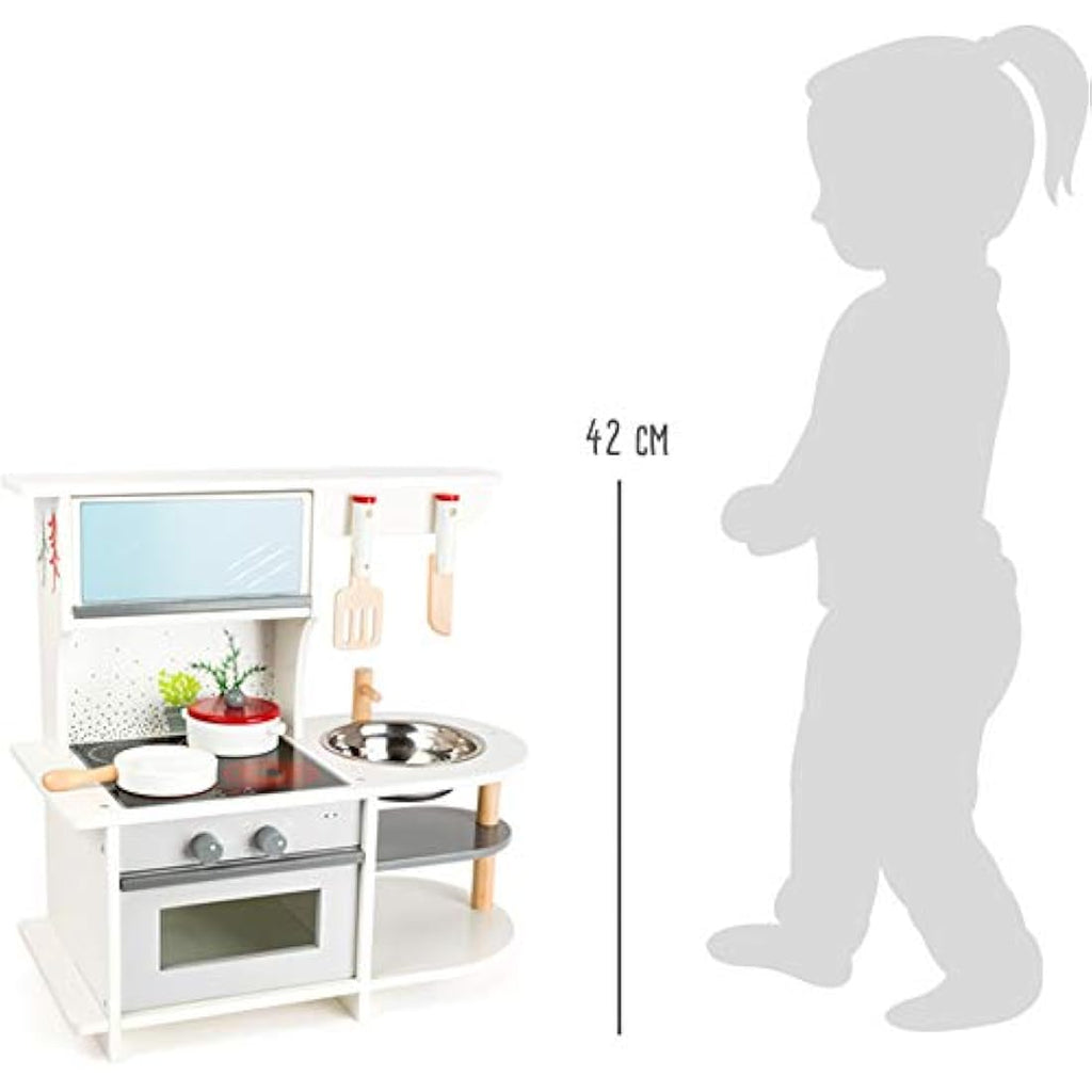 small foot 11159 Children's kitchen with oven, pan, saucepan, kitchen utensils and washbasin, from 3 years old