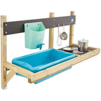 TP Toys, Early Fun Mud Kitchen Playhouse Accessory, Bolt on Mud Kitchen Attachement for a Playhouse, Includes Water Butt, Splash Tub, Pans, Mixing Whisk, Messy Play, 31 x 55 x 56 cm