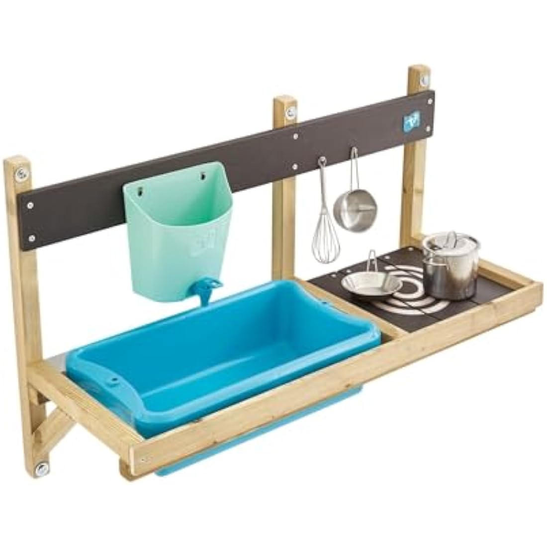 TP Toys, Early Fun Mud Kitchen Playhouse Accessory, Bolt on Mud Kitchen Attachement for a Playhouse, Includes Water Butt, Splash Tub, Pans, Mixing Whisk, Messy Play, 31 x 55 x 56 cm