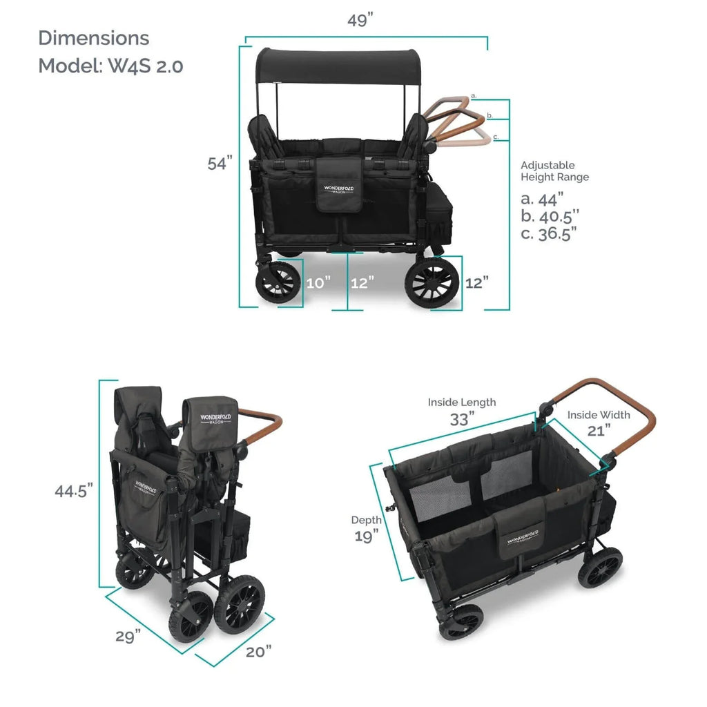 W4 Luxe Quad Stroller Wagon - Volcanic Black