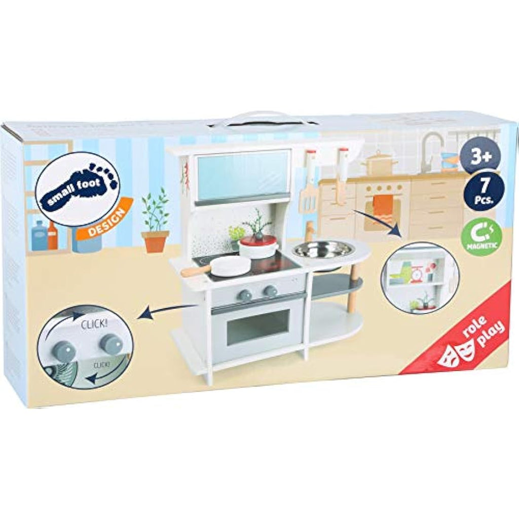 small foot 11159 Children's kitchen with oven, pan, saucepan, kitchen utensils and washbasin, from 3 years old