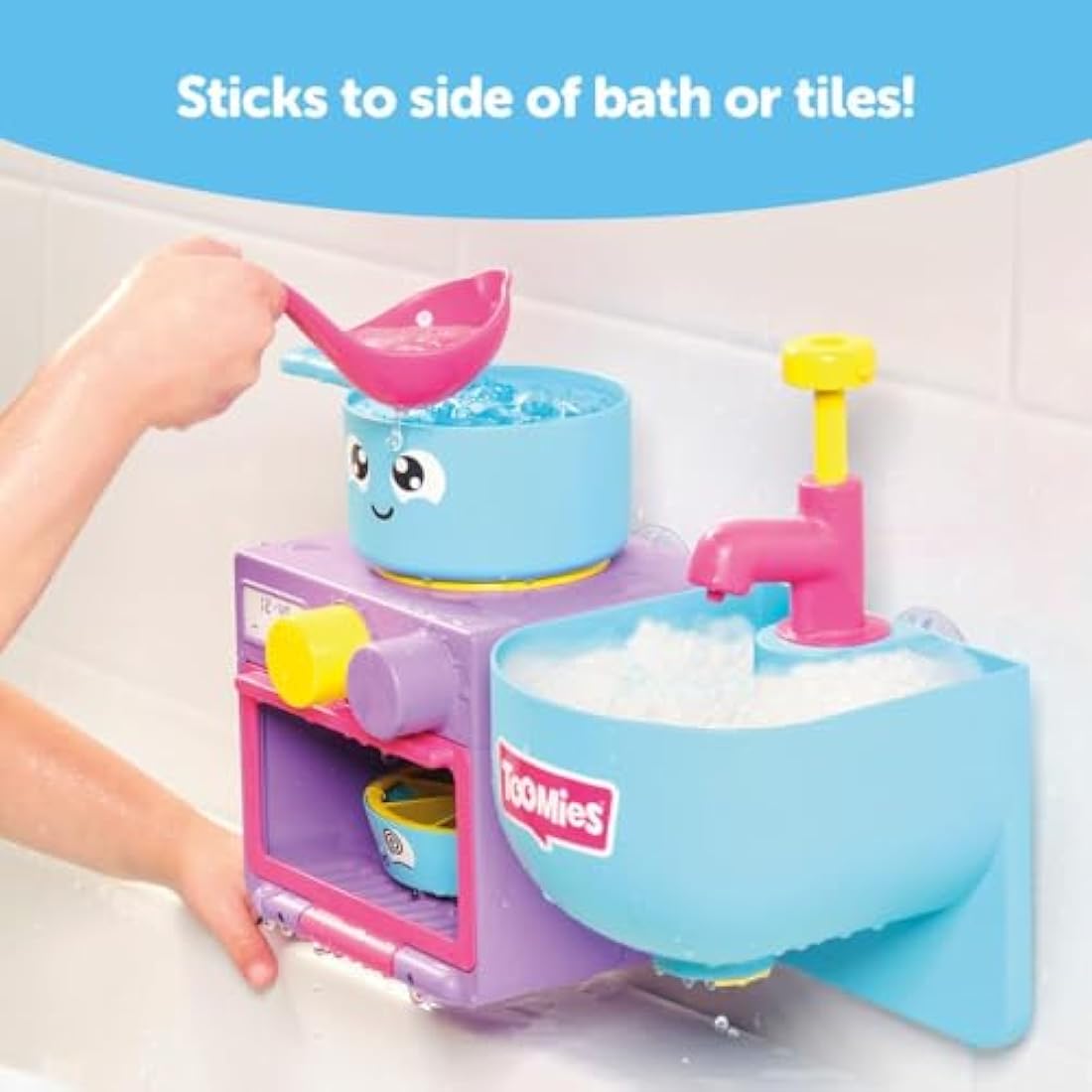 Toomies E73264 Bubble & Bake Bathtime, Bath Toddlers, Kitchen Themed Bubble Making Toy, 2 in 1 Set, Kids Water Play Suitable for 18 M & 2 3 & 4 Year Old Boys & Girls, Multicoloured, 21 X 28 X 15 cm