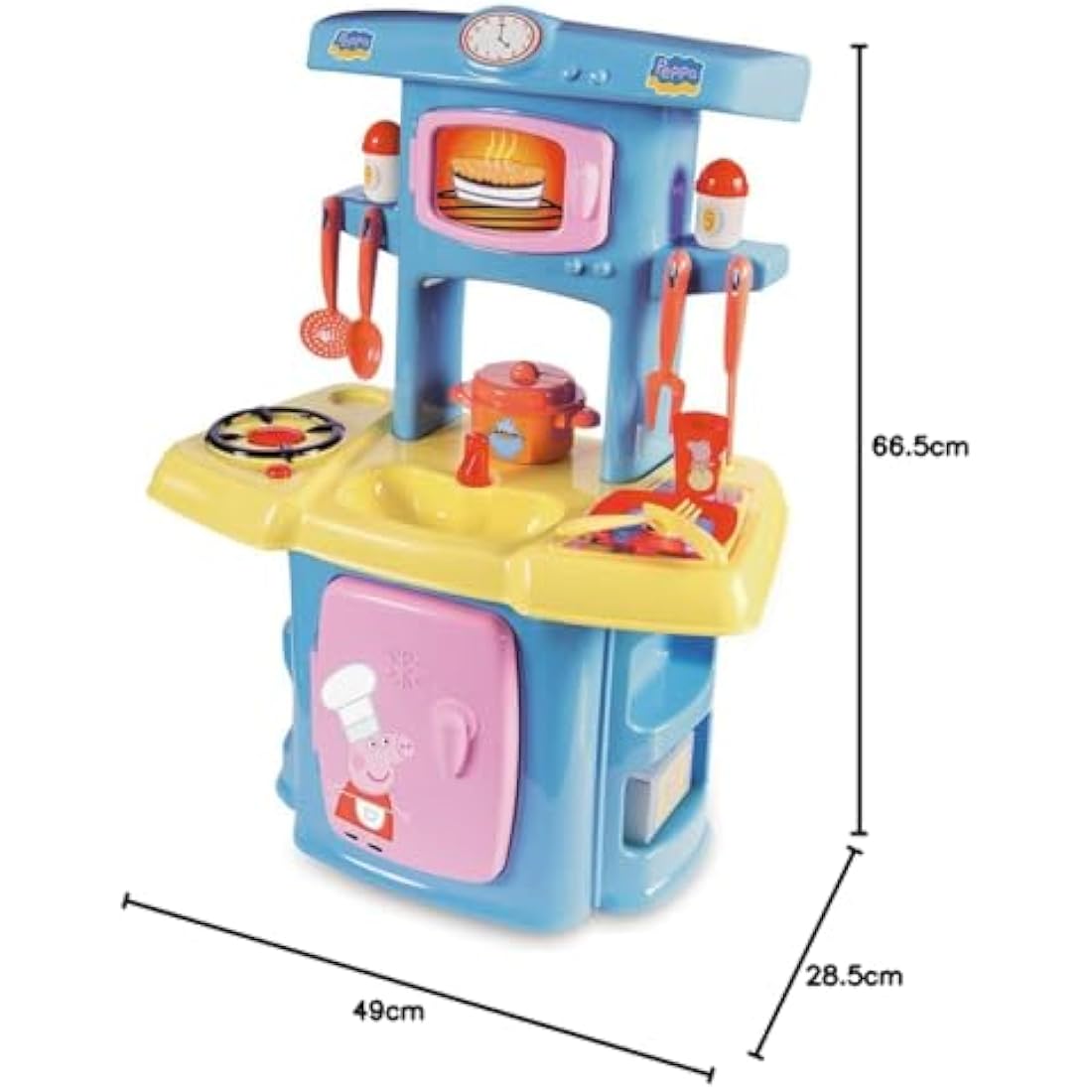 Smoby Mi Cocina Peppa Pig Ecoiffier Children's Kitchen with 13 Accessories, 100% Official License, Boys Girls from 18 Months (1711), Multicoloured, 60.5 x 42.7 x 24.6