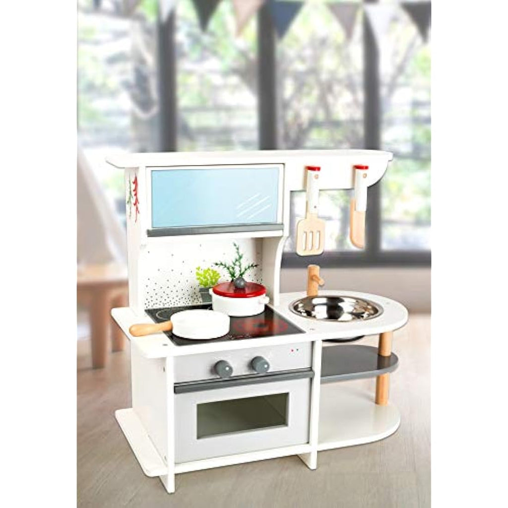 small foot 11159 Children's kitchen with oven, pan, saucepan, kitchen utensils and washbasin, from 3 years old