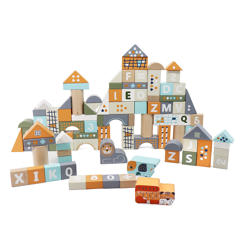 Wooden Count & Spell Blocks 101-Piece Set
