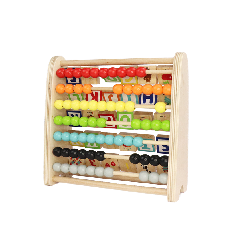 Wooden Double-Sided Alphabet Abacus 9-Piece Montessori Toy