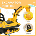 Ride On Excavator Toy Tractors Digger Movable Walker Construction Truck HOMCOM
