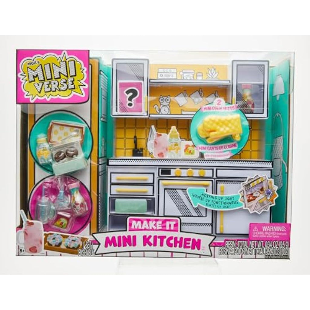 MGA's Miniverse Make It Mini Kitchen - DIY Kitchen Playset with UV Light, Mystery Recipe, Resin Play, and Exclusive Mini Oven Mitts - Not Edible - Requires Batteries - Suitable for Kids Ages 8+