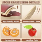 Lehoo Castle Wooden Play Food, Toy Food for 3 Year Old Girl Gifts, Food Groups with 4 Fabric Baskets, Toy Food Set for Kids Kitchen, Play Kitchen Accessories for Boy or Girl 3+