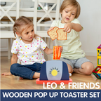 Wooden Pop Up Toaster Set 7-Piece Play Kitchen Toy