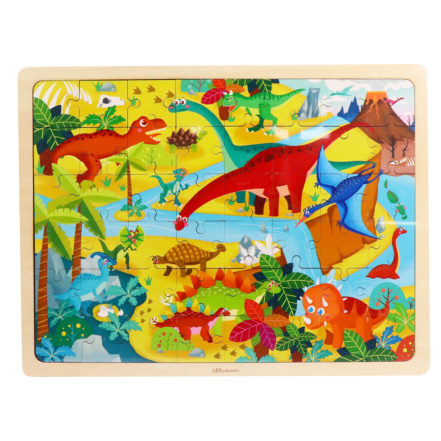 Dinosaur World Wooden Puzzle 48-Piece Educational Set for Kids 3+
