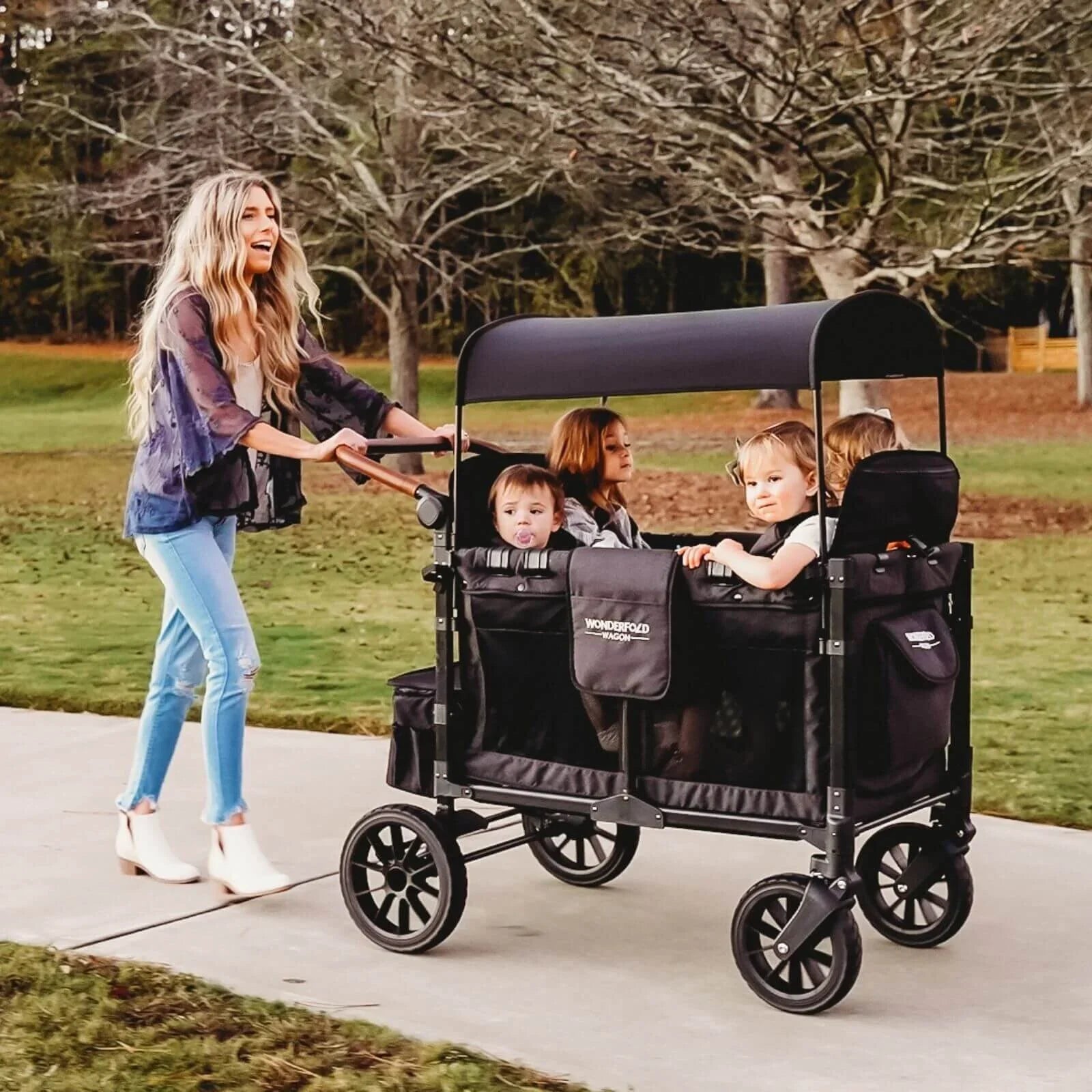 W4 Luxe Quad Stroller Wagon - Volcanic Black