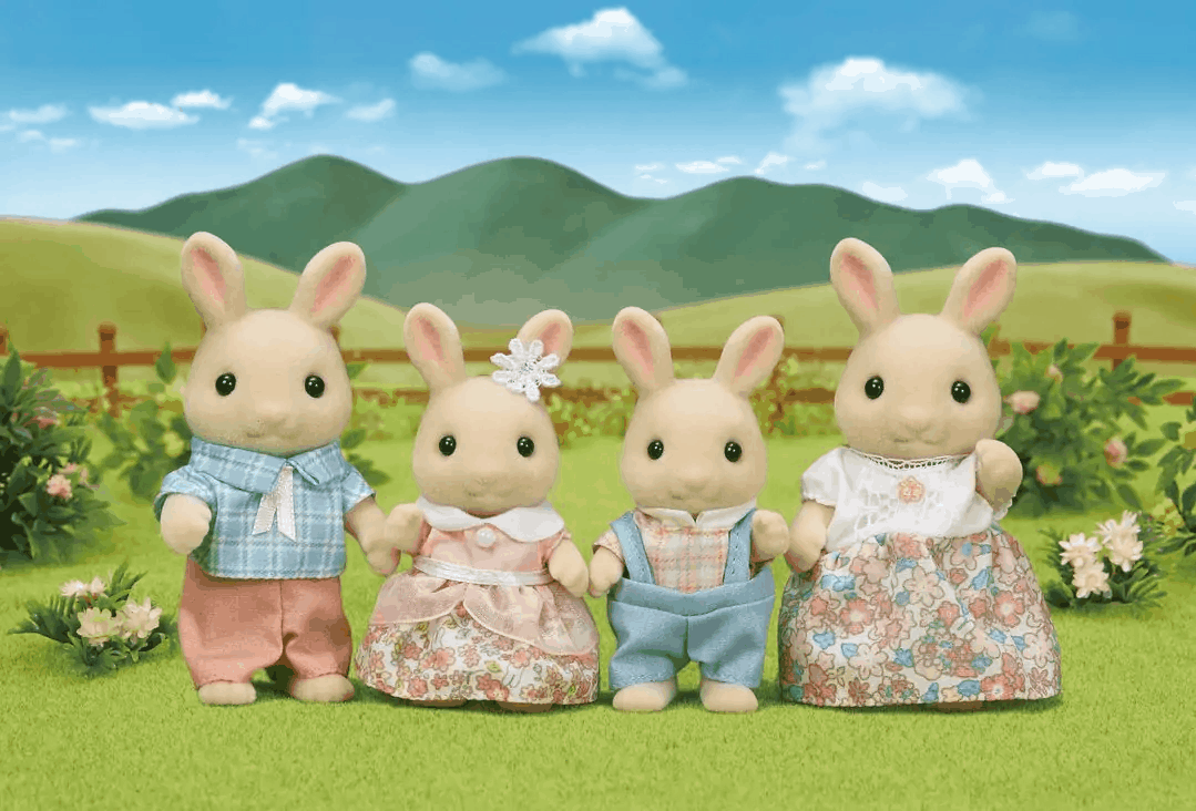 Sylvanian Families Milk Rabbit Family Toy Playset for Ages 3 and Up