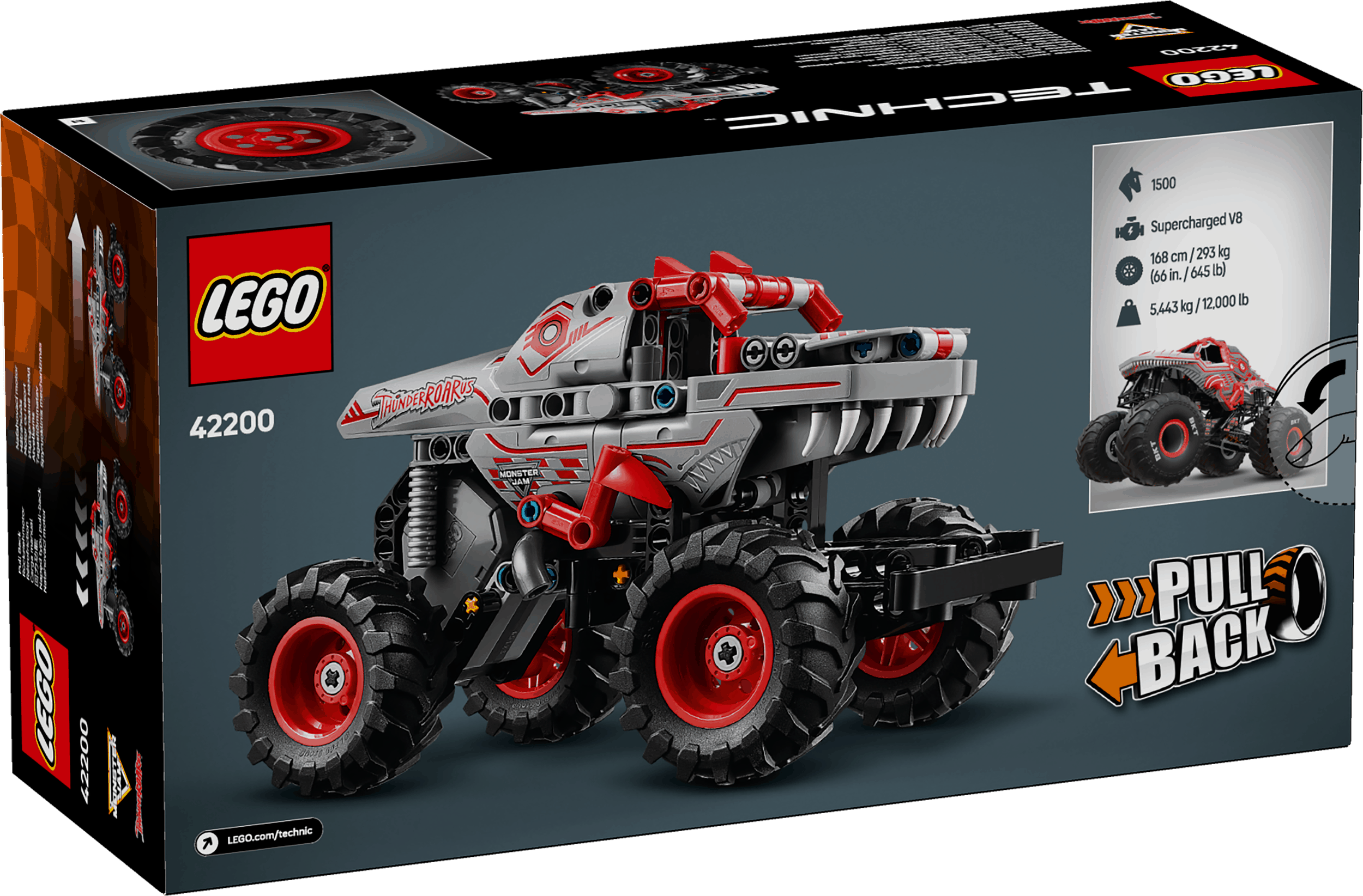Lego Technic 42200 Monster Jam ThunderROARus Pull-Back Toy for Ages 7+