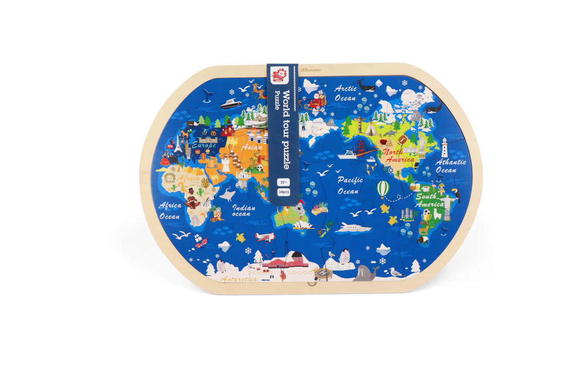 World Tour Kid’s Jigsaw Puzzle 48-Piece Wooden Educational Puzzle for Kids 3–6