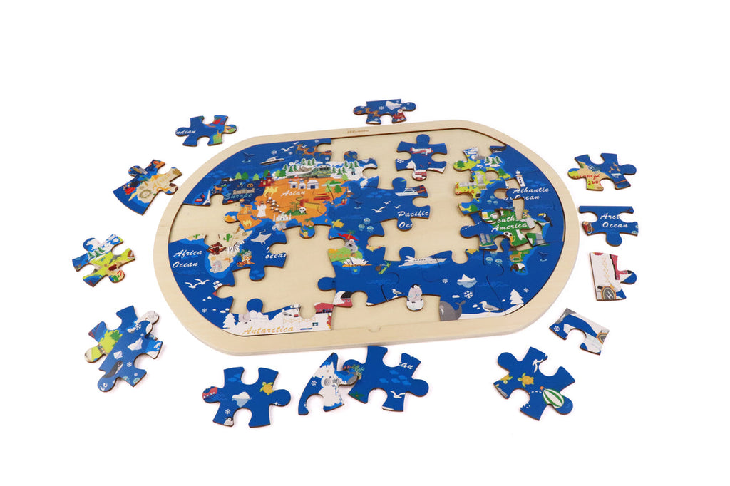 World Tour Kid’s Jigsaw Puzzle 48-Piece Wooden Educational Puzzle for Kids 3–6