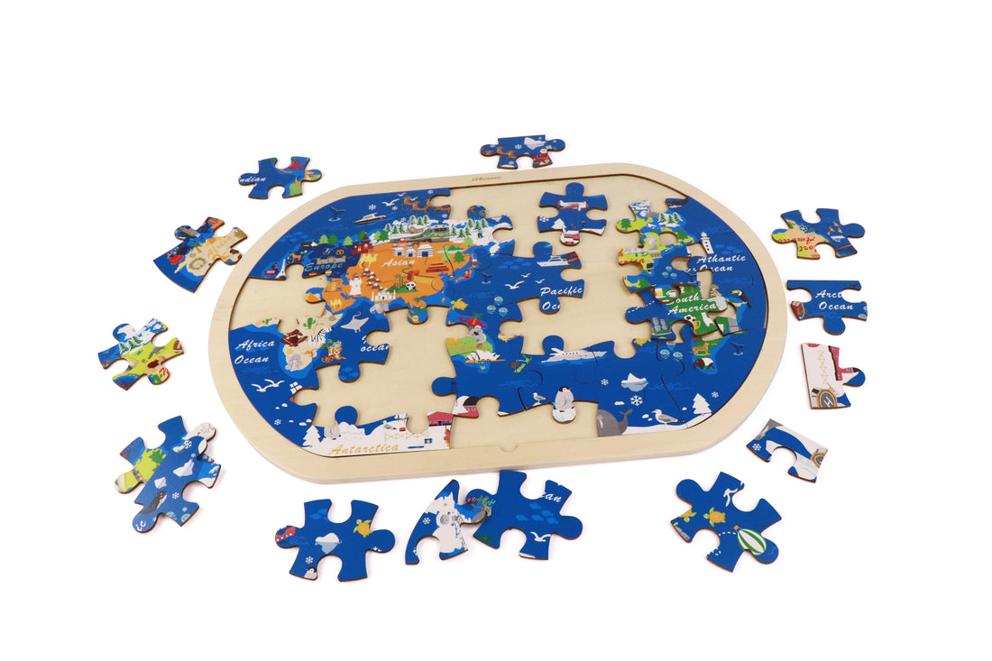 World Tour Kid’s Jigsaw Puzzle 48-Piece Wooden Educational Puzzle for Kids 3–6