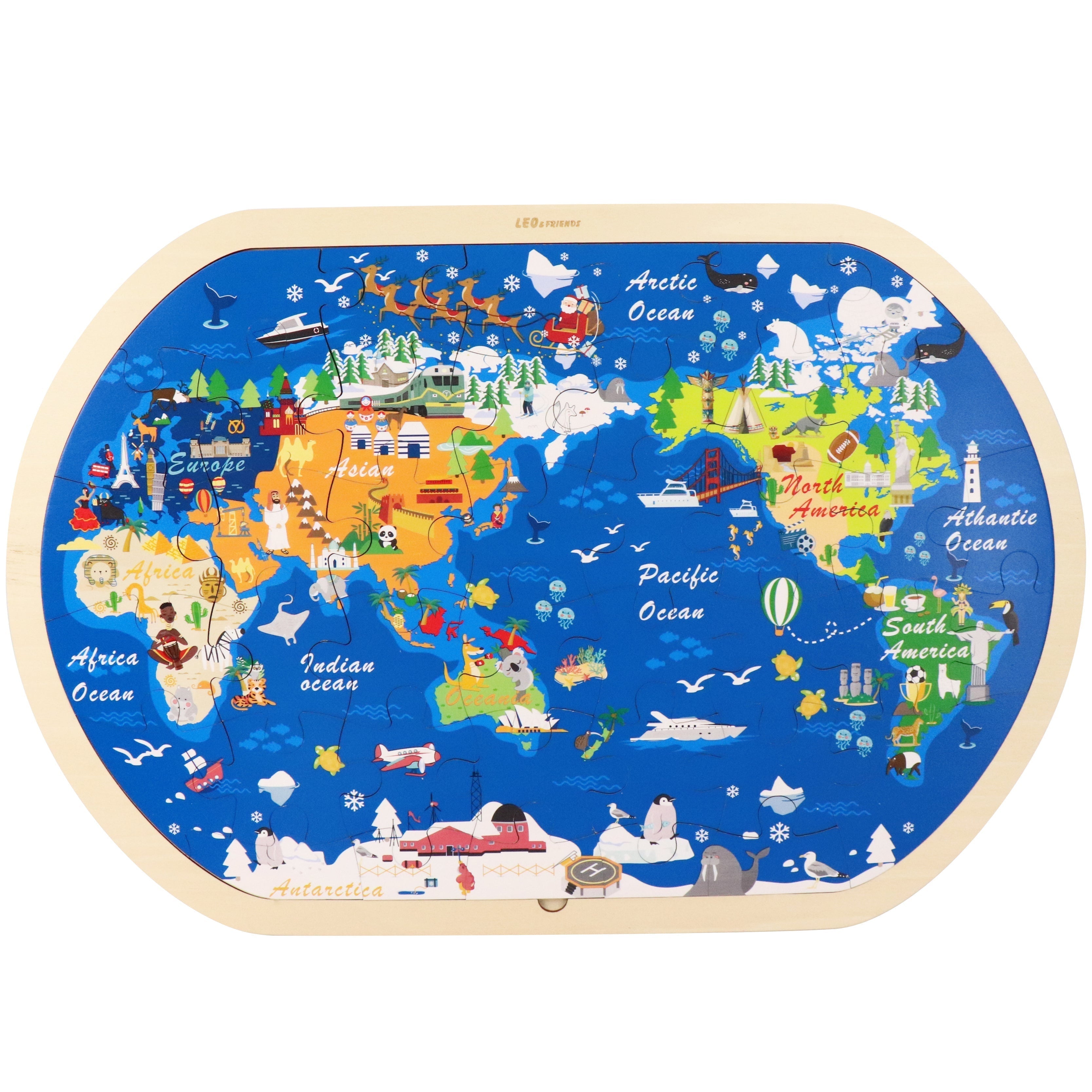 World Tour Kid’s Jigsaw Puzzle 48-Piece Wooden Educational Puzzle for Kids 3–6