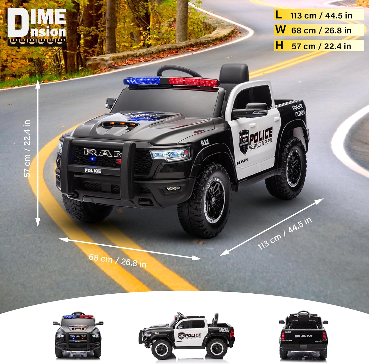 12V Dodge Ram Police Ride-On Car: Your Child's First Patrol Mission