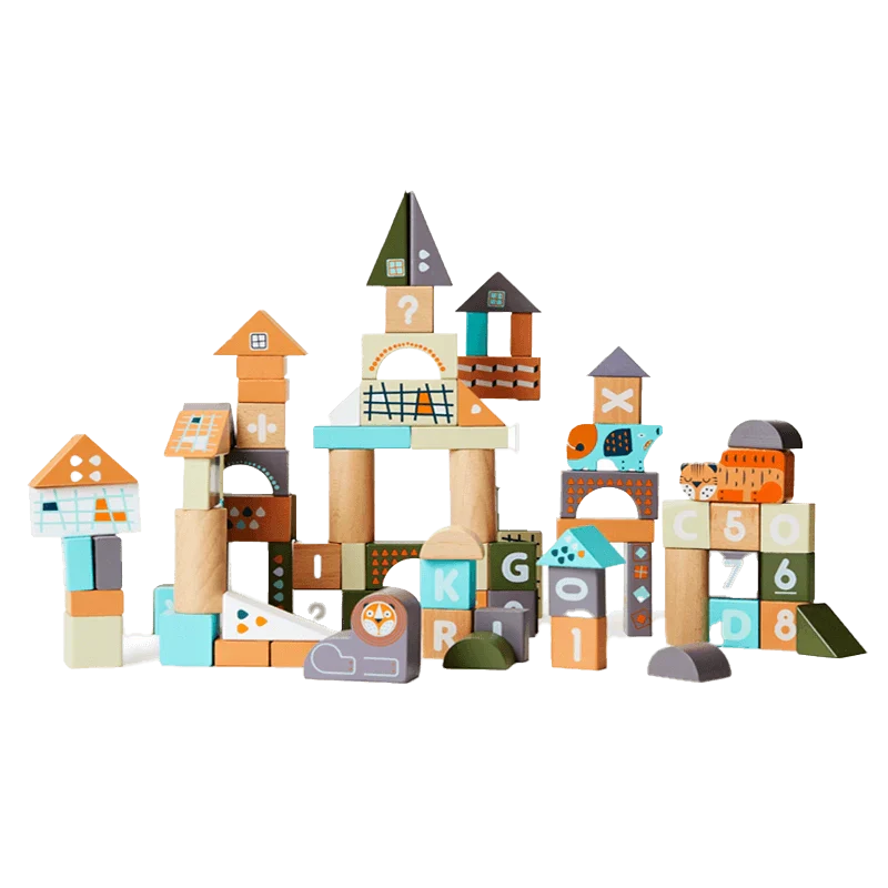 Wooden Count & Spell Blocks 101-Piece Set