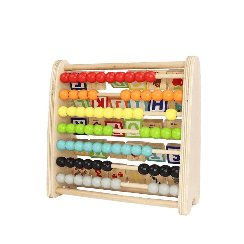 Wooden Double-Sided Alphabet Abacus 9-Piece Montessori Toy