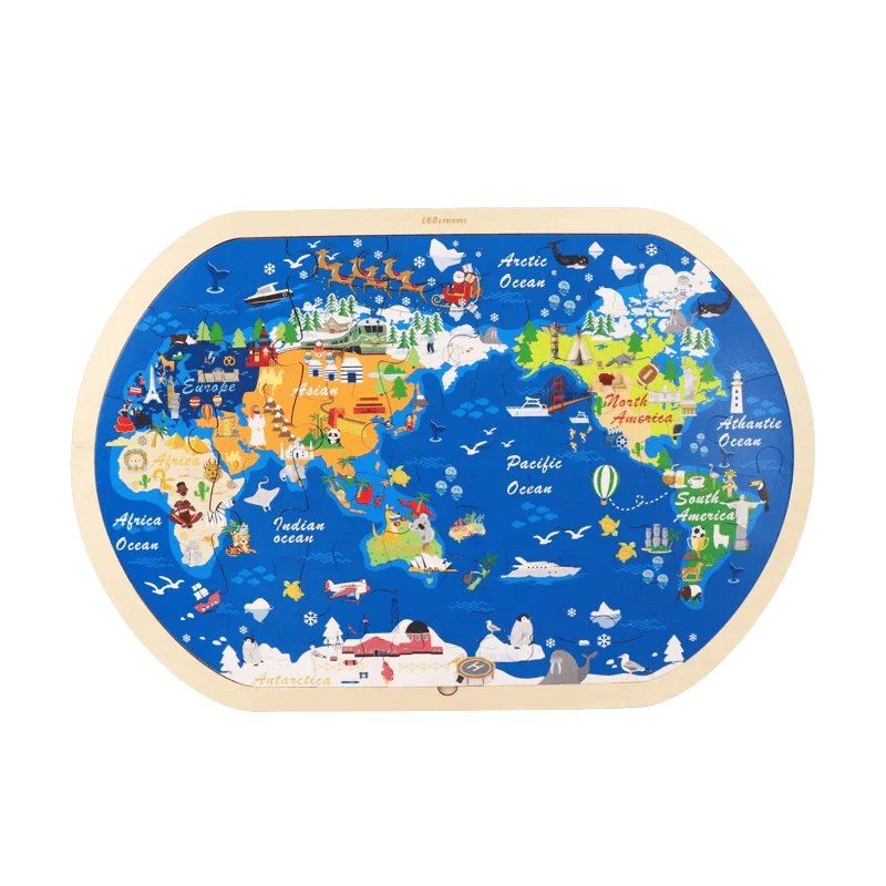World Tour Kid’s Jigsaw Puzzle 48-Piece Wooden Educational Puzzle for Kids 3–6