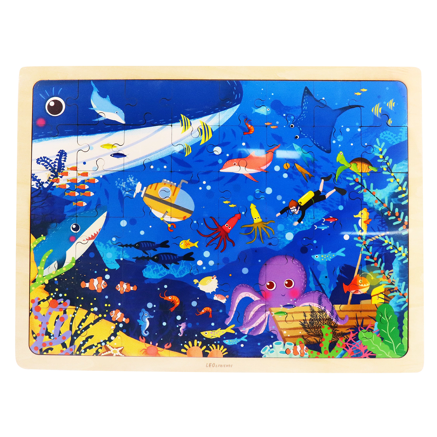 48-Piece Wooden Underwater Puzzle Educational Ocean Scene 3-6