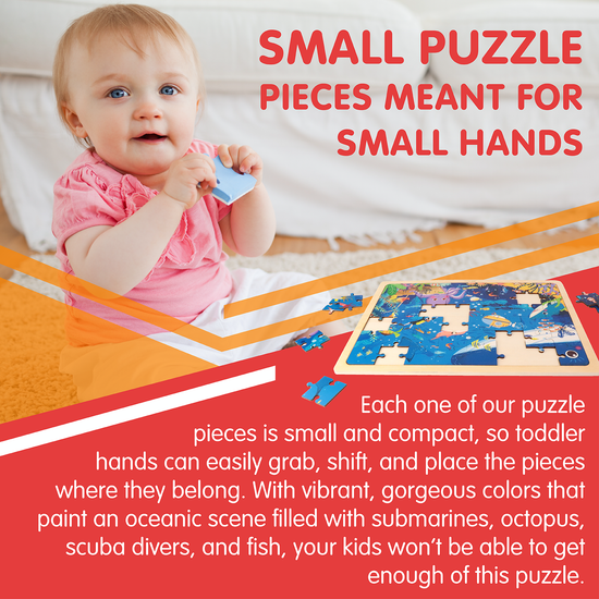 48-Piece Wooden Underwater Puzzle Educational Ocean Scene 3-6