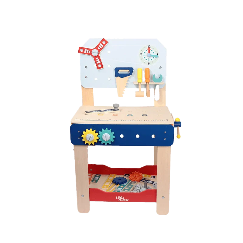 Master Workbench Adjustable Wooden Tool Bench with Play Tools for Kids 3+