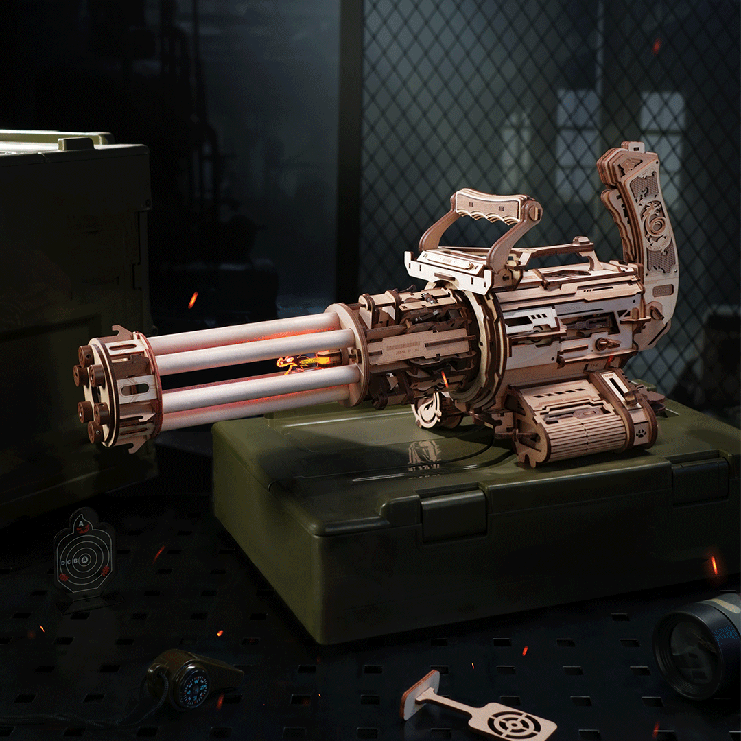 Rotating-Barrel Machine Gun 3D Wooden Puzzle