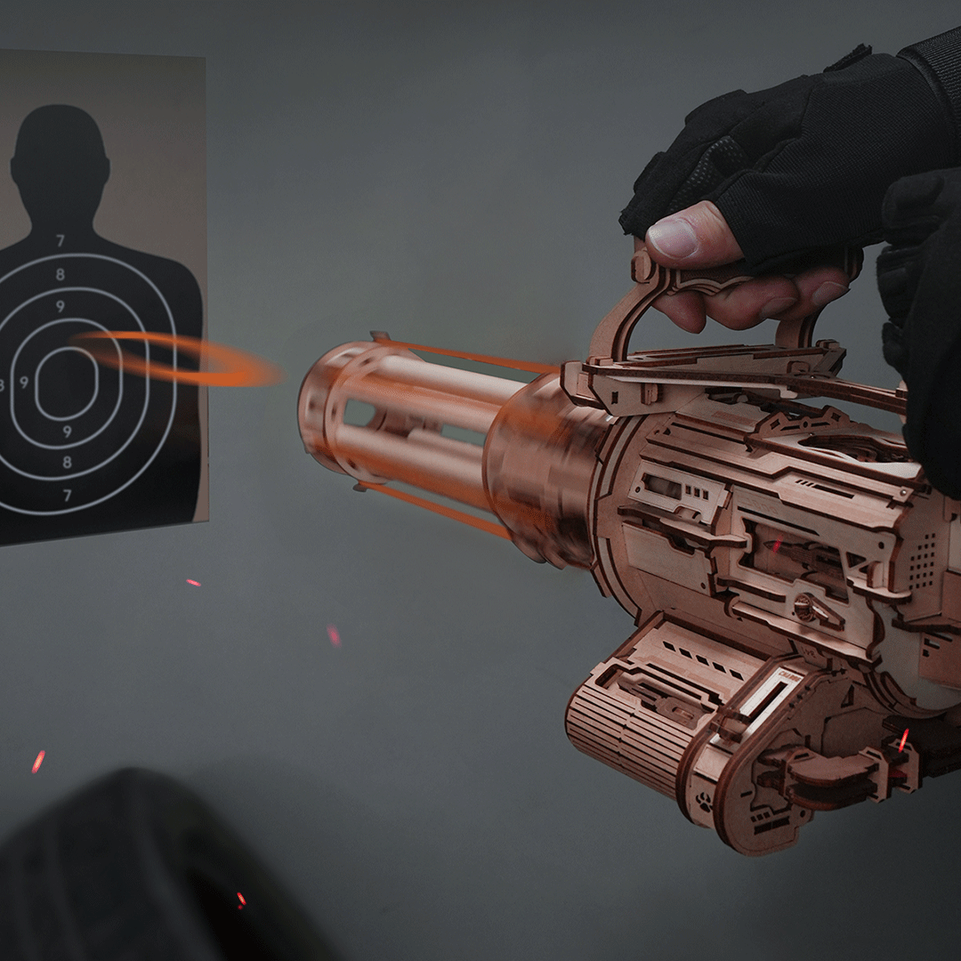 Rotating-Barrel Machine Gun 3D Wooden Puzzle