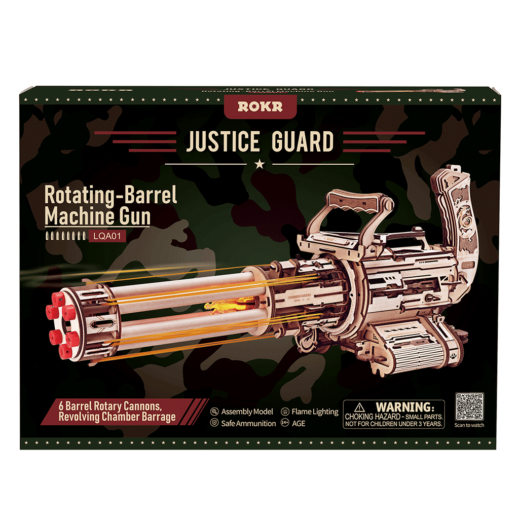 Rotating-Barrel Machine Gun 3D Wooden Puzzle