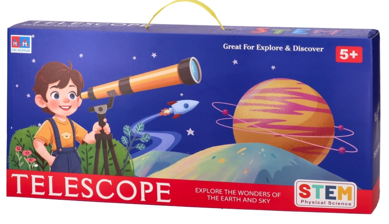 Kids’ Astronomy Telescope 80x Magnification with 3 Optical Lenses Ages 6+ Blue