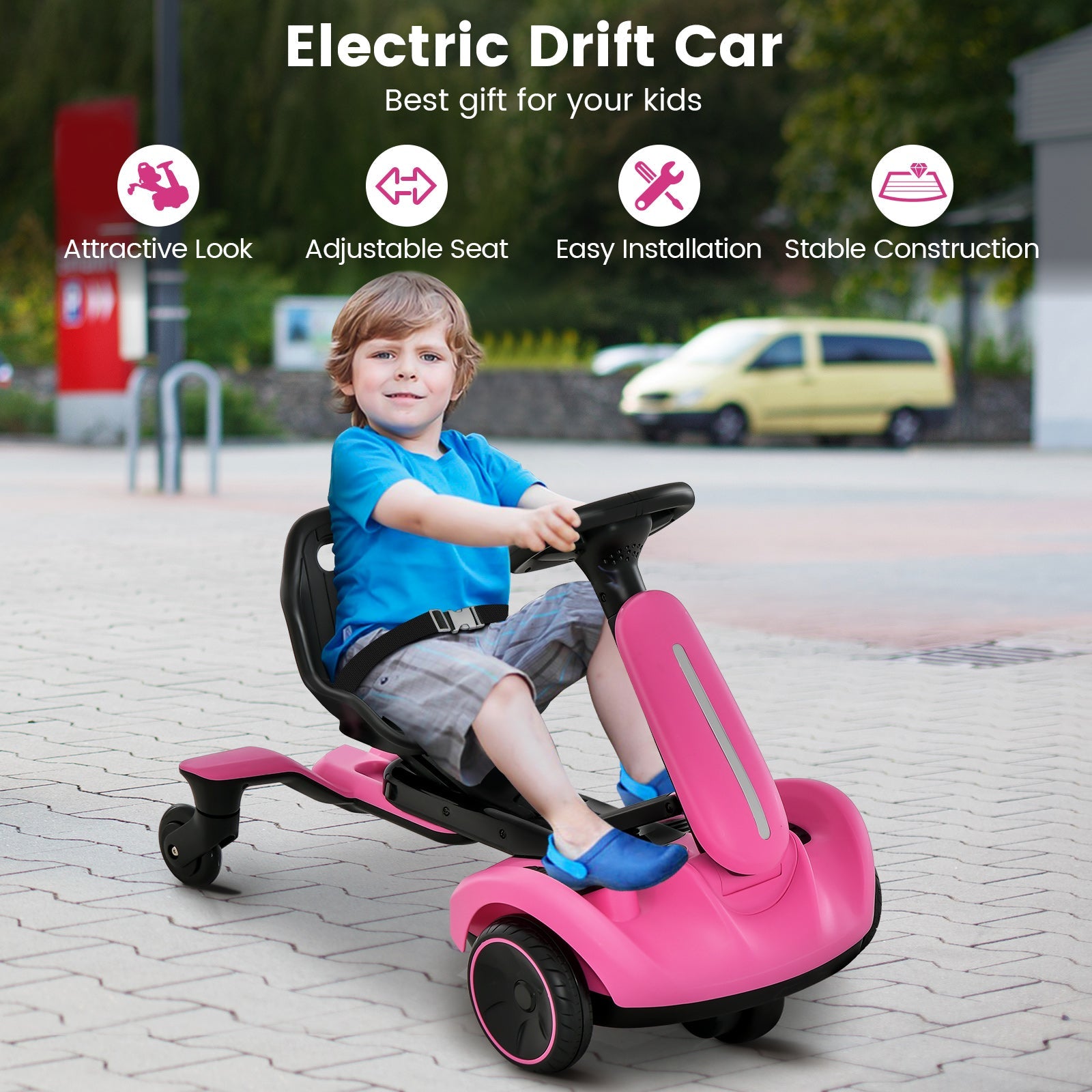 6V Electric Ride on Drift Car for Kids Aged 3-8 Years Old-Black