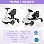 6V Electric Ride on Drift Car for Kids Aged 3-8 Years Old-Black