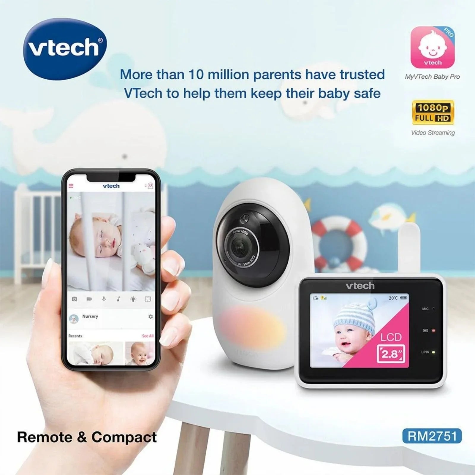VTech RM2751 2.8" Smart Wi-Fi Baby Monitor