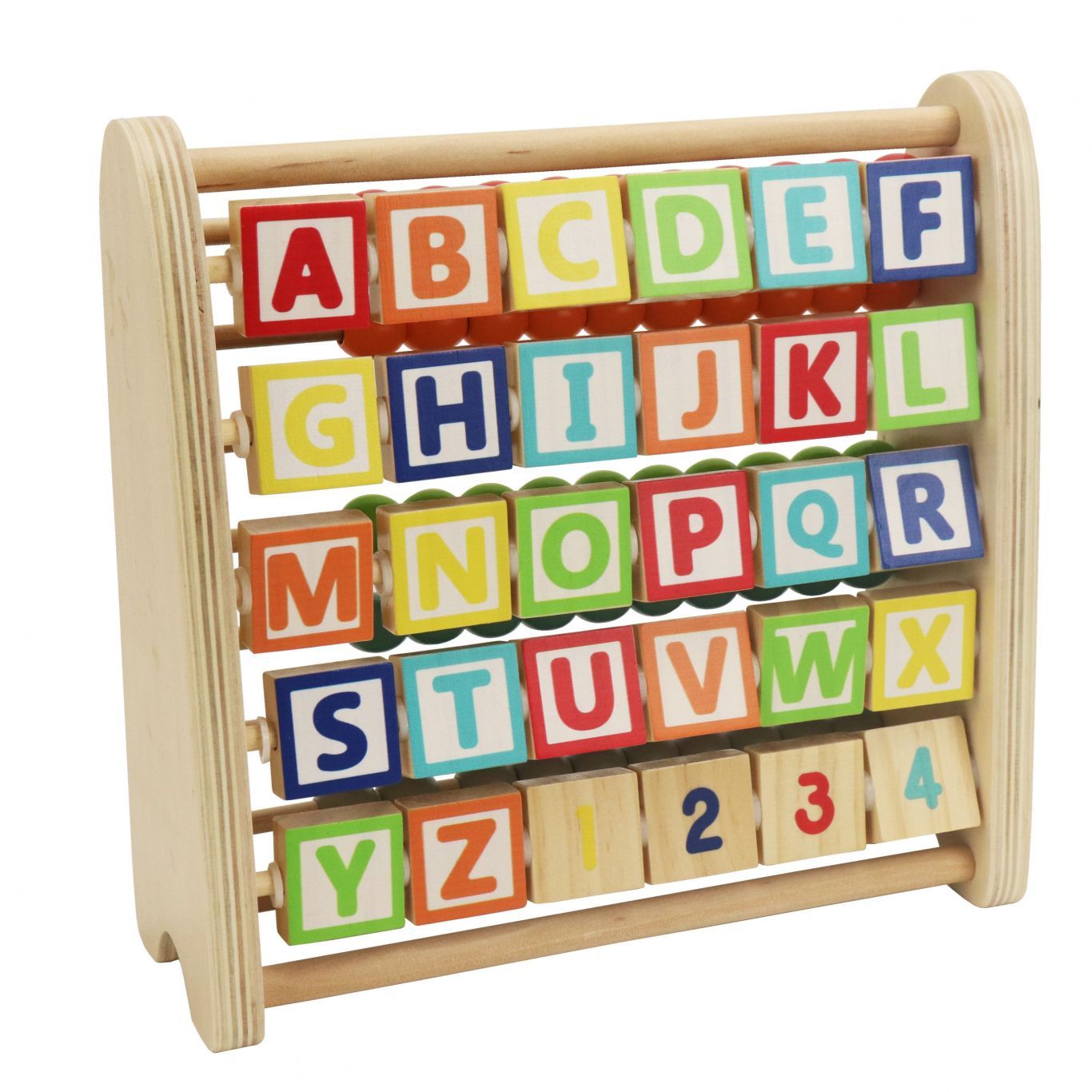Wooden Double-Sided Alphabet Abacus 9-Piece Montessori Toy