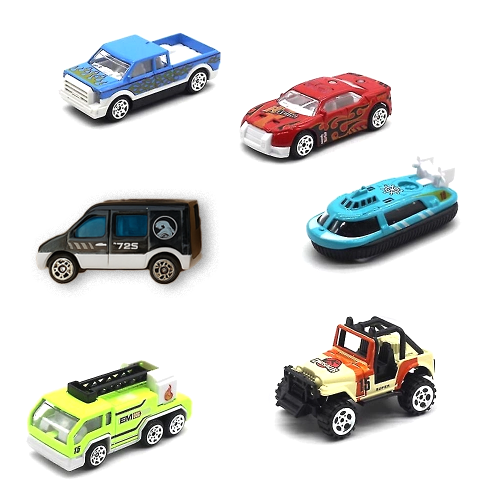 Die-Cast Car & Truck Playset – 6 Alloy Vehicles