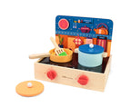 2-in-1 Mini Kitchen Wooden Play Set 15-Piece Pretend Cooking Kit for Kids 24M+