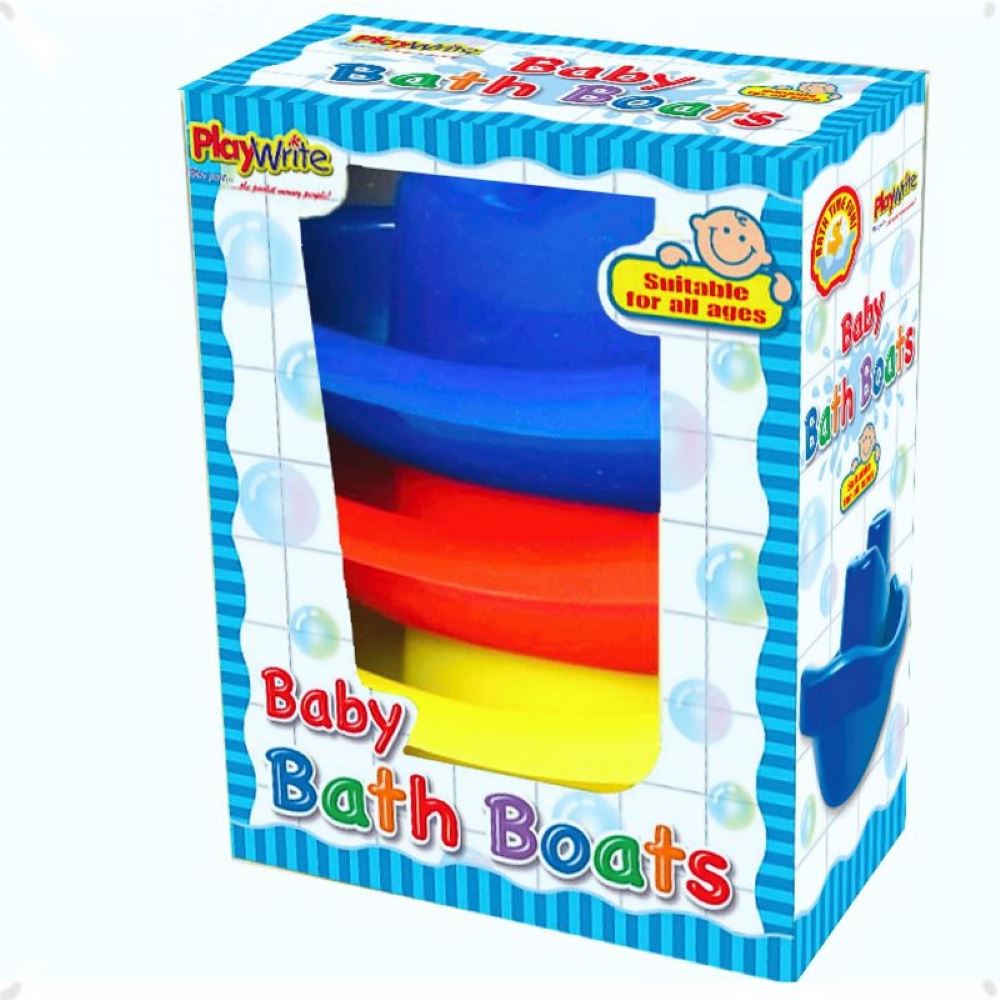 Set of Three Colourful Floating Bath Time Boats for Babies