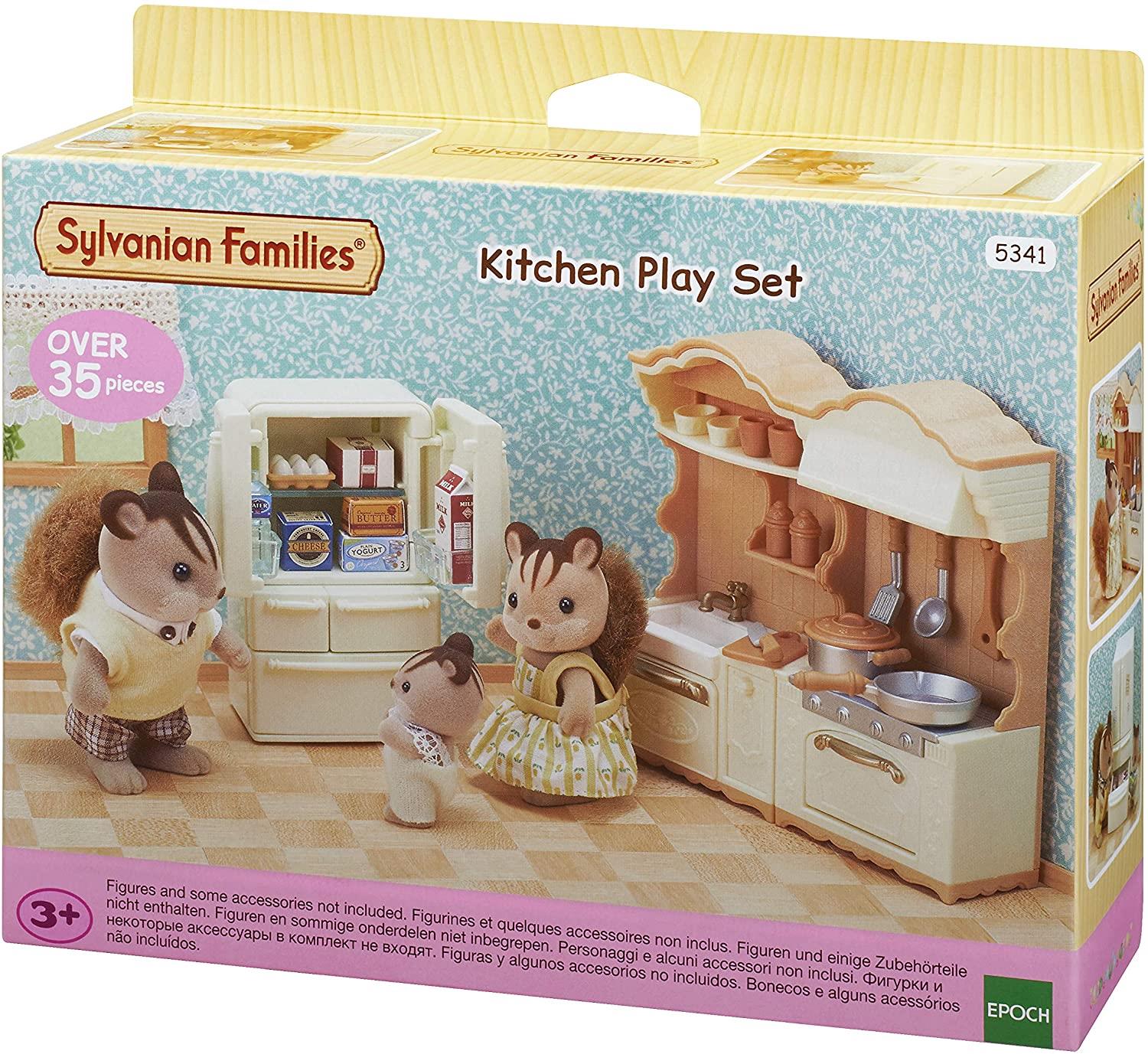 Ensemble de cuisine Sylvanian Families avec mobilier, pour les enfants de 3 ans et plus.