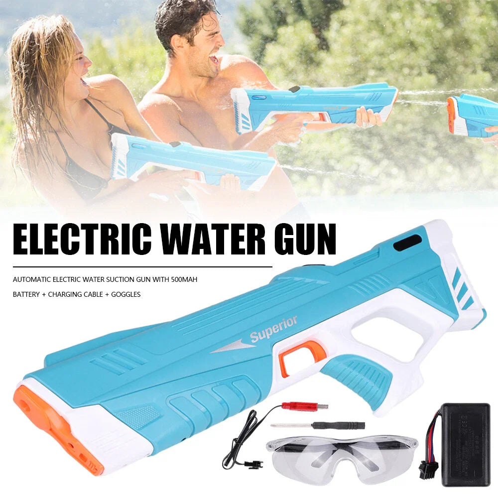 Water Gun Pistol Soaker Powerful Long Range Super Pump Kids Electric Water Gun Blue