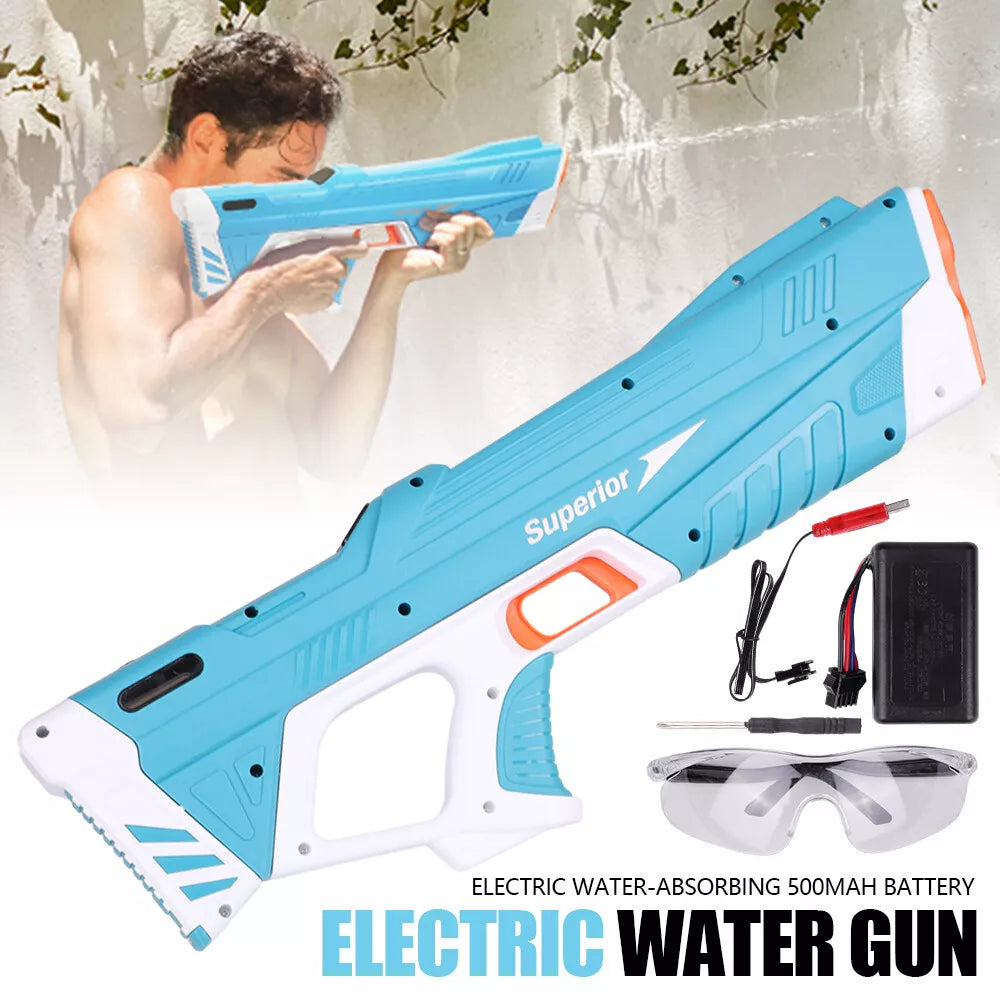 Water Gun Pistol Soaker Powerful Long Range Super Pump Kids Electric Water Gun Blue
