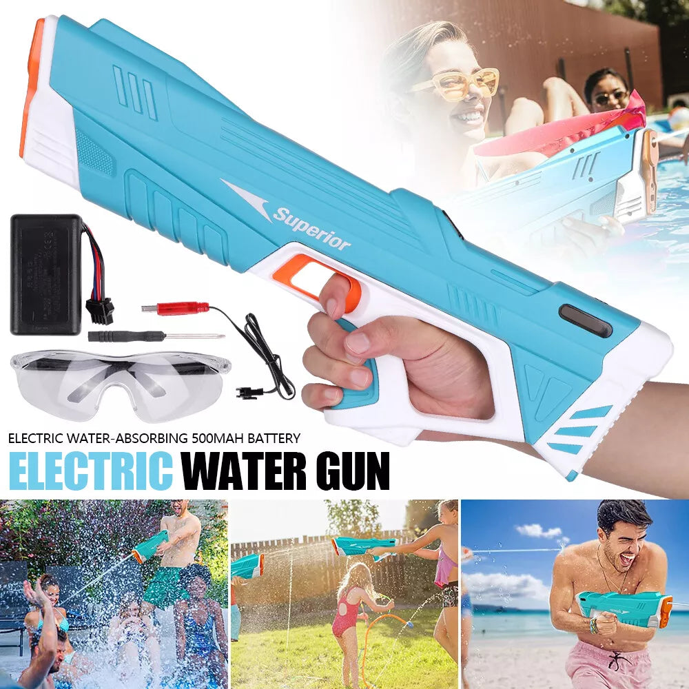 Water Gun Pistol Soaker Powerful Long Range Super Pump Kids Electric Water Gun Blue