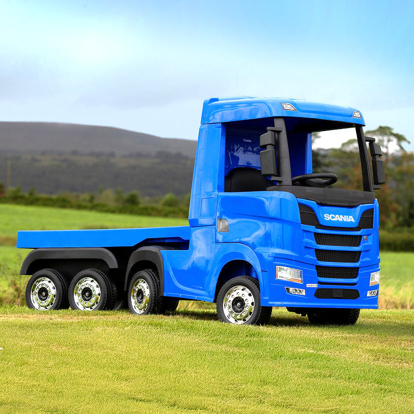 Scania Blue Ride On Truck & Trailer for Kids | 24V
